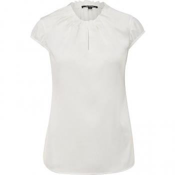 Comma Kurzarmbluse Satinbluse mit Raffung