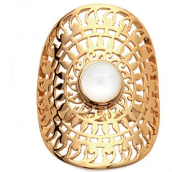 Gold Plated Cleopatra Ring featuring Golden Moonstone