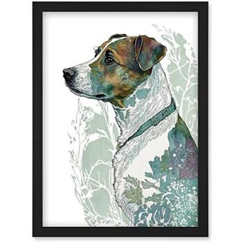 Modern Jack Russel Dog Watercolour Canvas – 8 x 10 Framed Print