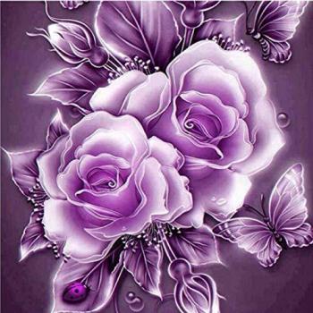 KINGCOO Autocollant Mural 5D Diamant Fleur Papillon