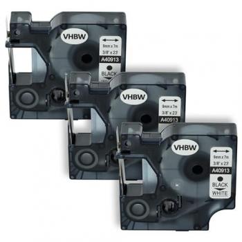 Pack Triple Ruban VHbw pour Dymo LabelMaker PC – Noir sur Blanc