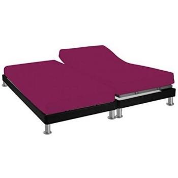 Drap housse double en satin de coton, taille : 2x80x200 cm, filature : 57 fils, couleur : violet