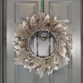 Premier 50cm Snowy Silver Wreath Decoration