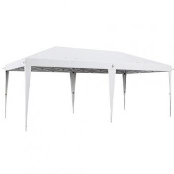 Outsunny Carpa Plegable 6x3 m – Marco de Acero, Altura Ajustable 3 Niveles, Color Blanco