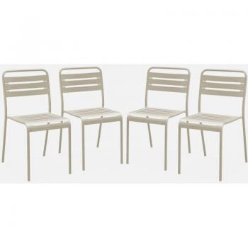 Quatuor Amelia – Chaises de jardin acier beige (4 pièces)