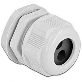 Delock Kabelverbinder PG21 Rundkabel 2× – Grau (60372)