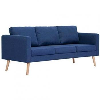 VidaXL Blue 3-Seater Fabric Sofa