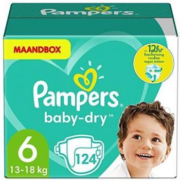 Pampers Baby-Dry Size 6 (13-18 kg), 124 Nappies, Monthly Savings Pack
