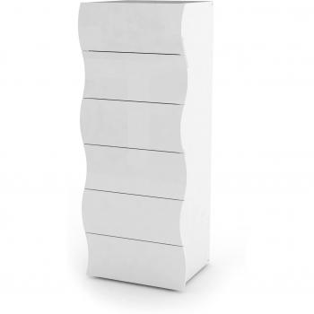 Cassettiera Moderna a 6 Cassetti, Bianco Lucido, 100% Made in Italy, Cm 50x40h122
