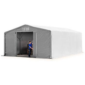 TOOLPORT 8x8m Lagerhalle, grau, PRIMEtex-Plane, ohne Statik