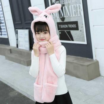 Bufanda suave con gorro y guantes para niñas