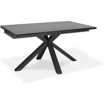 Table Design Sololed 160-240 cm avec Plateau en Verre Trempé et Céramique