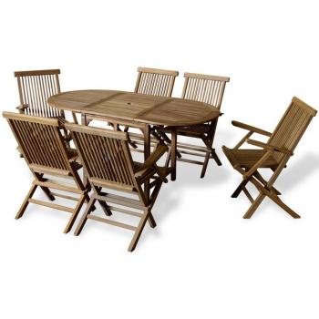 Ensemble de salle à manger extérieur 7 pcs en bois de teck