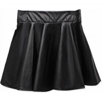Mini jupe plissée taille haute en simili cuir pour femmes