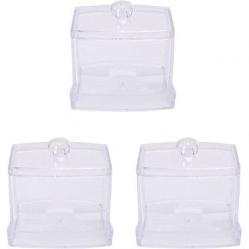 3-Pack Clear Cotton Swab Holder