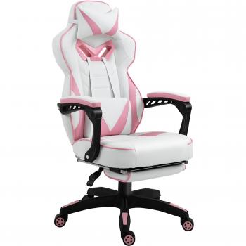 Vinsetto Racing Style Office Chair with Adjustable Height and Lumbar Support, Pink