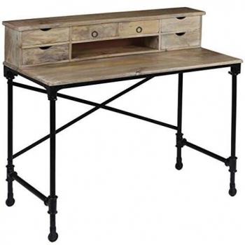 Antique Writing Desk Solid Mango Wood and Steel