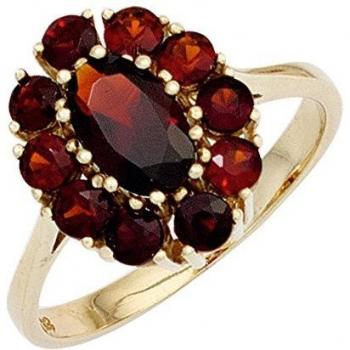 Eleganter Damenring 375 Gold mit 11 Granaten