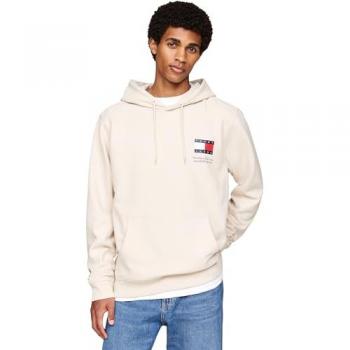 Sudadera Tommy Jeans Hombre Essential Flag Capucha Beige Talla L