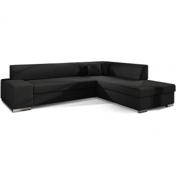 Canapé d'Angle Droit Plazo Noir Convertible