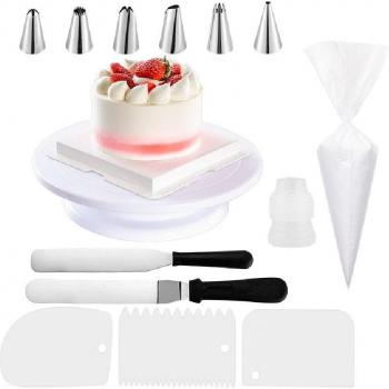 63-Piece Cake Decorating Accessories with Rotating Turntable