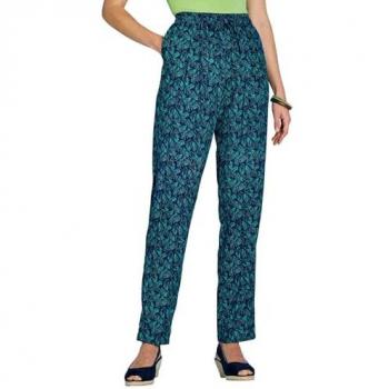Elastic Drawcord Viscose Print Trousers – Amber Navy/Feather Edition