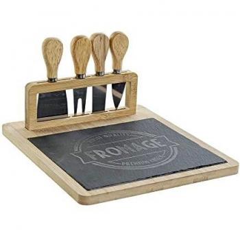 Schneidebrett DKD Home Decor Schwarz Naturbambus 23 x 26 cm