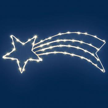 Decorazione stellare scivolante, altezza 85 cm larghezza 33 cm, illuminata da 50 LED caldi, cavo di alimentazione nascosto