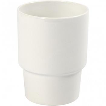 Witte Mok Set, 2 Stuks, H: 11 cm, D: 8,5 cm