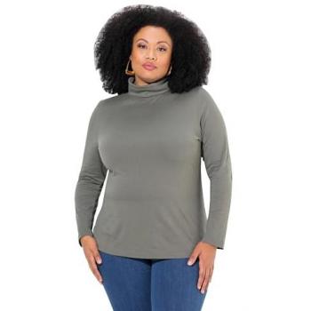 Übergrößen Shirt, Damen, grau, Rollkragen, Langarm, Größe 50/52, Ulla Popken