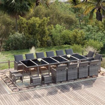 Conjunto de Comedor al Aire Libre 19 piezas – Rattan Sintético Gris