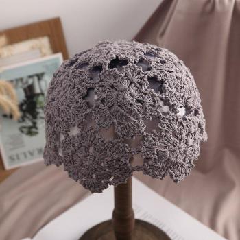 Women’s Knitted Flower Beanie Hat for Spring and Summer ZZ-384