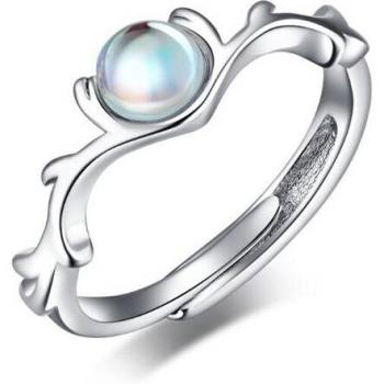 Moonstone Antlers Couple Resizable 925 Sterling Silver Rings
