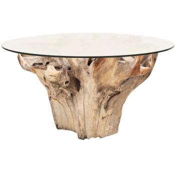 Mesa de comedor redonda de teca blanqueada 150 cm Racinka