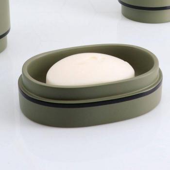 Porte-savon Tendance : résine vert kaki & noir