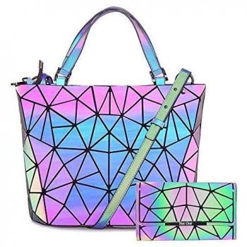 HotOne Scherbe Gitter Design Geometrische Tasche PU-Leder Taste Brieftasche L