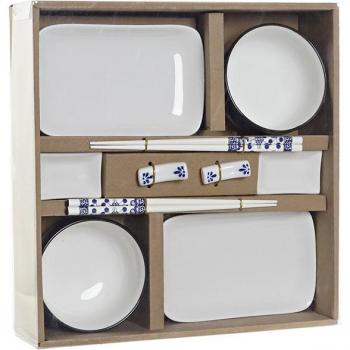 Vajilla Japonesa DKD – Set de Sushi con Detalle Azul Marino