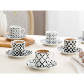 Porcelain Turkish Coffee Cup Collection, 12 Pieces, 80 ml