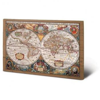 World Explorer Wood Print – 17th Century Pyramid Map