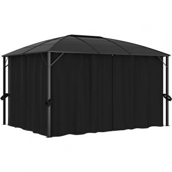 Pavillon 400 x 300 x 265 cm mit Vorhängen Anthrazit