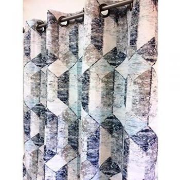 Rideau Bleu Motif Losange 145x260 cm