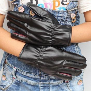 Children's PU Leather Ski Mittens