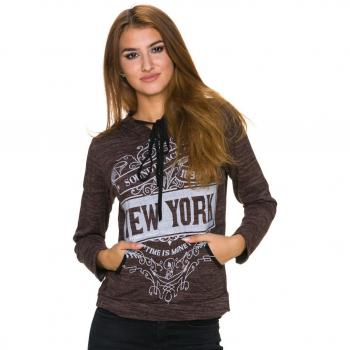 Kapuzensweatshirt mit starkem Print – Meliert, S