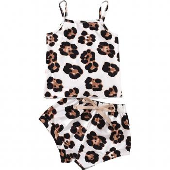2 pièces pour bébé 0-24M : top léopard sans manches + short assorti