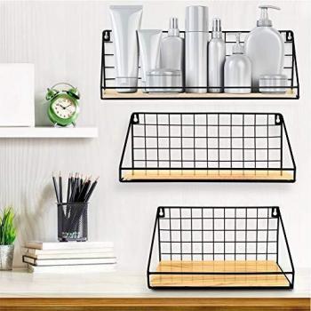 Yunke Kitchen Bathroom Office Wooden Wall Shelves