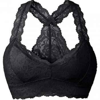 Sujetador Mujer Cómodo Floral y Encaje Acolchado Transpirable Racerback en Bustier Chaleco 828