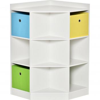 StoryHub 3-Tier Children's Bookcase and Toy Storage featuring 3 Fabric Drawers, White