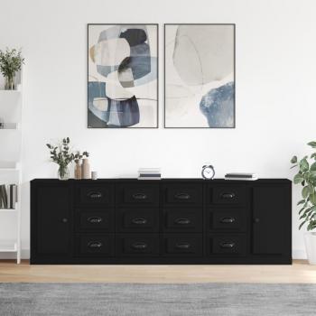 VidaXL 3 Black Engineered Wood Sideboards