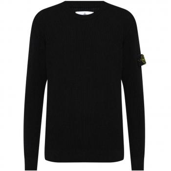 Stone Island Round-neck Knitwear Black Compass Motif Wool Sweater | Size L