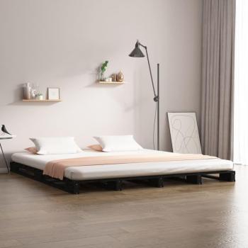 Pallet Bed – 200x200 cm, Black Pine Wood